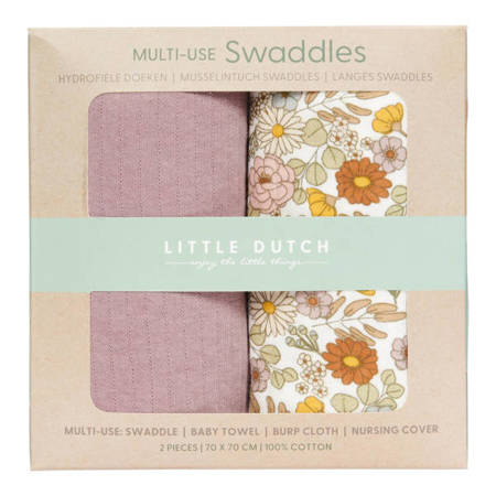 Little Dutch Otulacze 70 x 70 cm (2 szt.) Vintage Little Flowers / Pure Mauve TE50302001