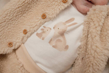 Little Dutch Zapinana bluza z kapturem Teddy - Baby Bunny Sand 80 CL25823621