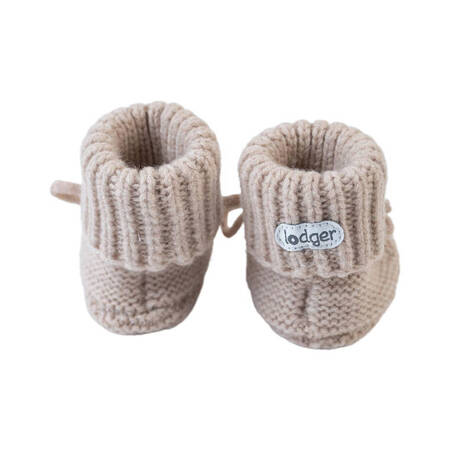 Lodger Buciki niechodki z wełny merino 100% jasnobeżowe Fleece Beige 0-6 m