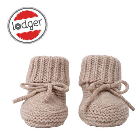 Lodger Buciki niechodki z wełny merino 100% jasnobeżowe Fleece Beige 0-6 m