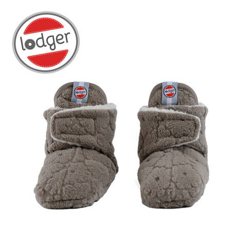 Lodger Polarowe buciki kapcie z antypoślizgową podeszwą brązowe Fleece Buffalo 6-12 m