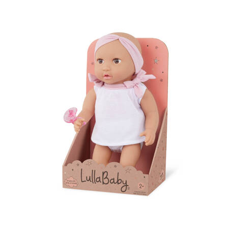 LullaBaby - Lalka NIEMOWLĘ ze smoczkiem, w dwuczęściowym ubranku i opasce