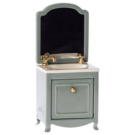 Maileg - Akcesoria - Sink dresser w. mirror, Mouse - Dark mint