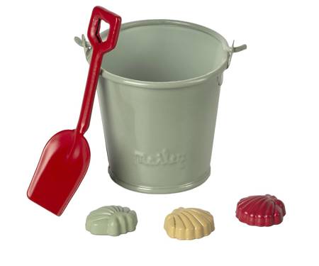 Maileg - Akcesoria dla lalek - Beach set - Shovel, bucket & shells