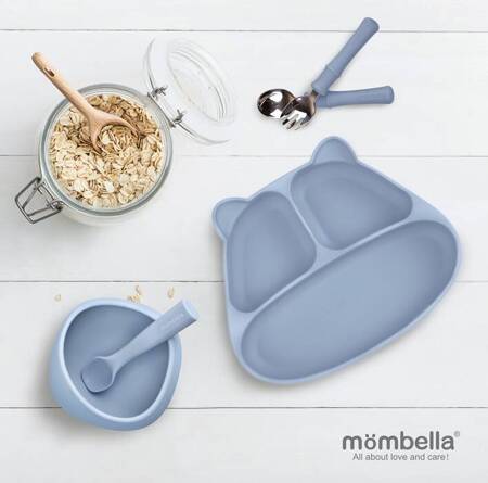 Mombella Metalowe Sztućce dla Dzieci Panda Light Blue