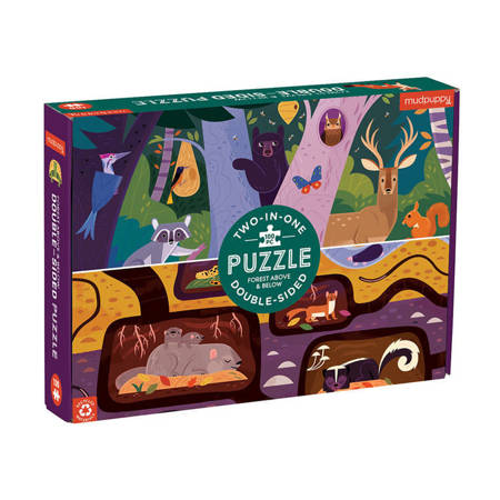 Mudpuppy Puzzle dwustronne Las nad i pod ziemią 100 elementów 6+