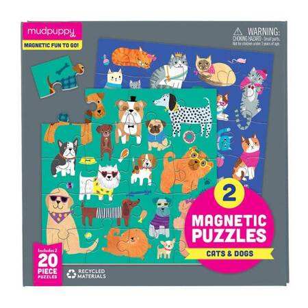 Mudpuppy Puzzle magnetyczne Koty i psy 4+