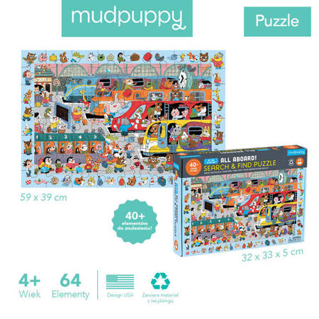 Mudpuppy Puzzle obserwacyjne Stacja kolejowa 64 elementy 4+