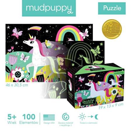 Mudpuppy Puzzle świecące w ciemności Jednorożce 100 elementów 5+