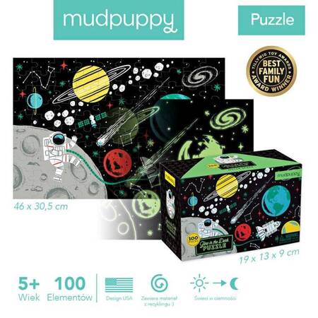 Mudpuppy Puzzle świecące w ciemności Kosmos 100 elementów 5+