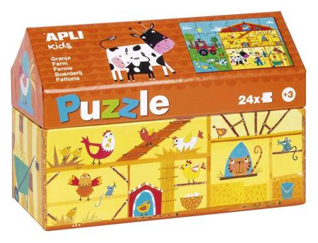 Puzzle w kartonowym domku Apli Kids - Na wsi 3+
