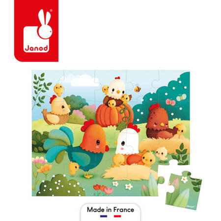 Puzzle w walizce Witajcie na farmie 20 elementów 2+, Made in France, Janod