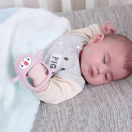 Smily Mia - Gryzak Silikonowy Pingwin Buddy - Light Pink