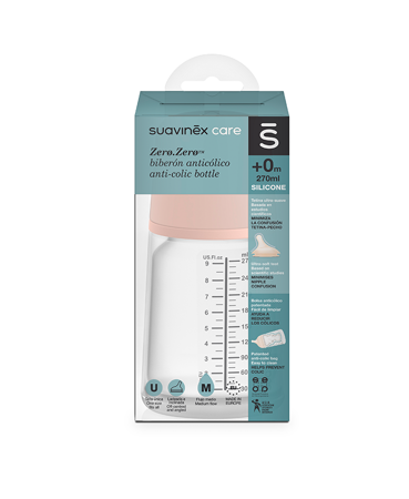 Suavinex - Butelka 270ml smoczek silikon przepływ średni ZERO ZERO
