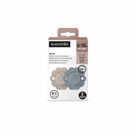 Suavinex - Smoczek fizjologiczny SX PRO Wonder 6-18m - Gray Clouds/Spring Lake