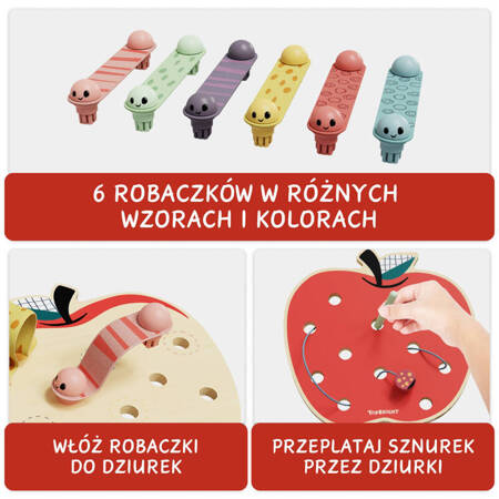 TOPBRIGHT Robaczki w jabłuszku Gra logiczna dla dzieci – drewniana zabawka edukacyjna 18 mies.+