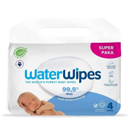 WaterWipes - BIO Chusteczki nawilżane wodne 60szt.x4 (CZTEROPAK)