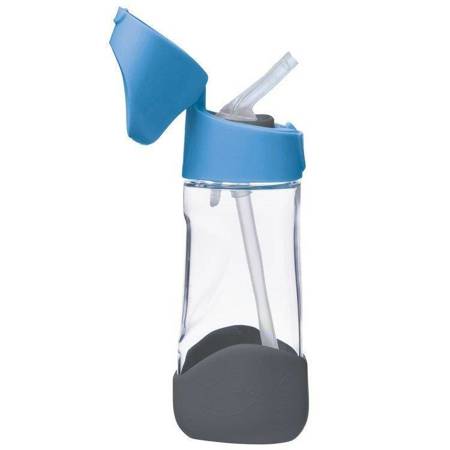 b.box - Butelka tritanowa ze słomką 450 ml - Blue Slate