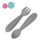 EZPZ Komplet silikonowych sztućców Mini Utensils szary