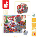 Janod - Puzzle w walizce Strażacy 24 elementy 3+ Made in France