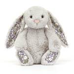 JellyCat - Króliczek z Kwiecistymi Uszami Srebrny „Bloom” 18 cm