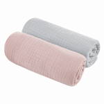 Sleepee - Muślinowe pieluszki bawełniane 2-pak - Grey/Rose